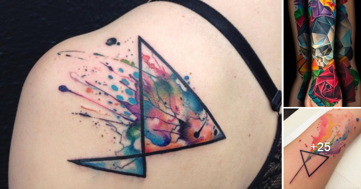 En este momento estás viendo Ideas de Tatuajes Geométricos en Tonos Acuarela